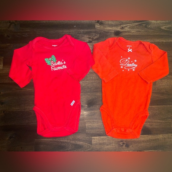 3-6M Baby Girl Christmas Long Sleeve Body Suits (Set of 2) - Picture 2 of 12